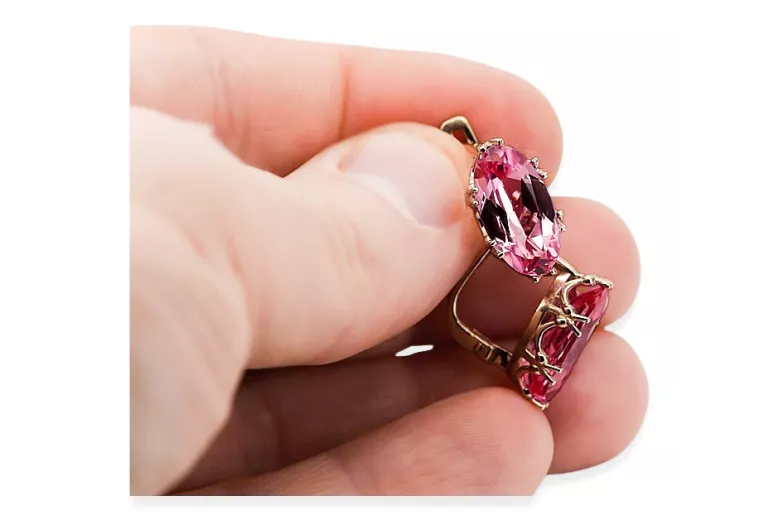 Earrings Ruby Original Vintage 14K Rose Gold Vintage craft vec021r